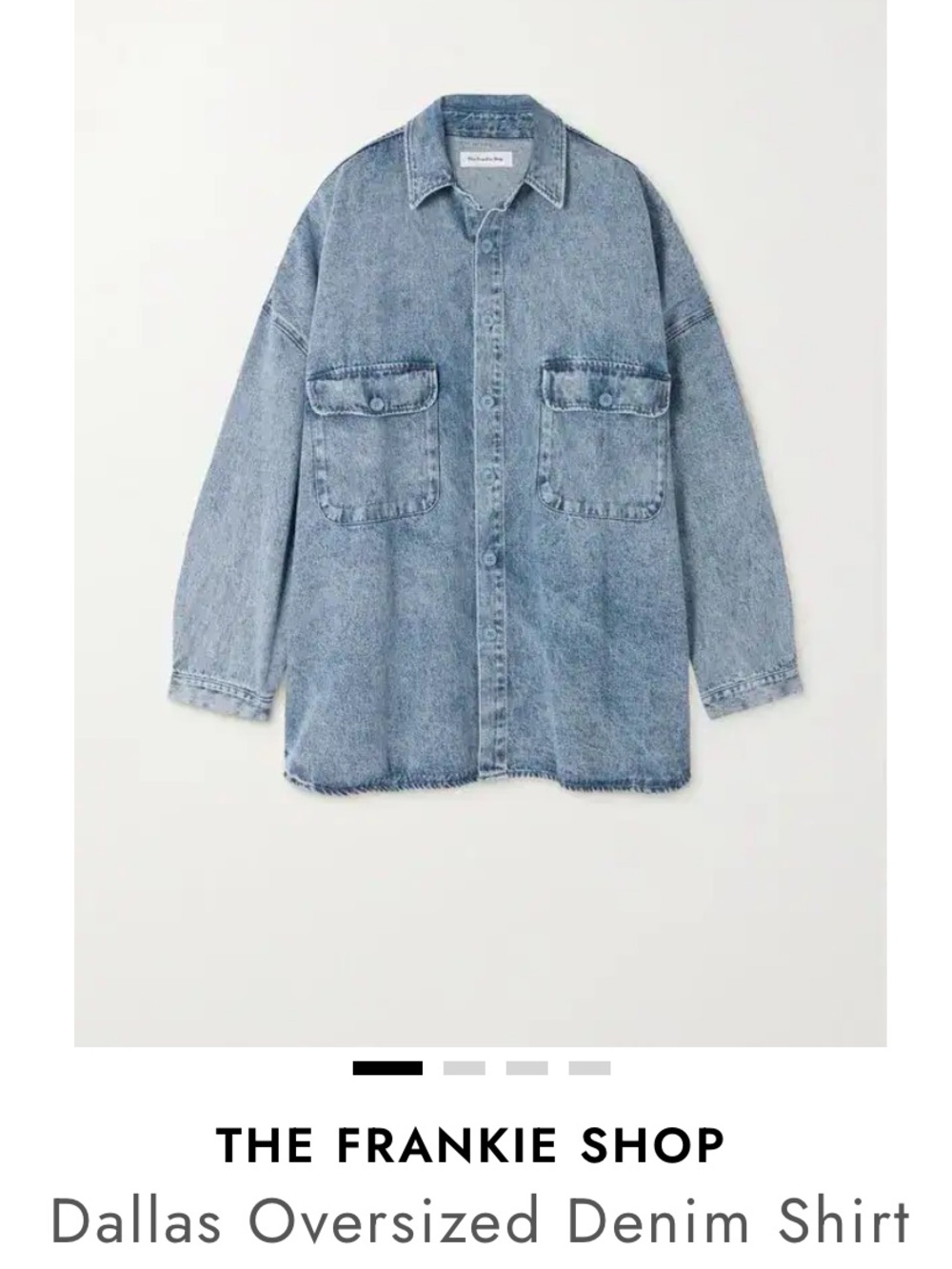 The Frankie Shop Light Wash Denim Shacket in Faded Blue